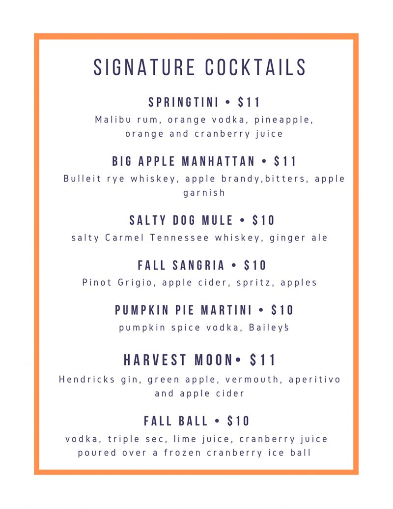 Cocktail Menu